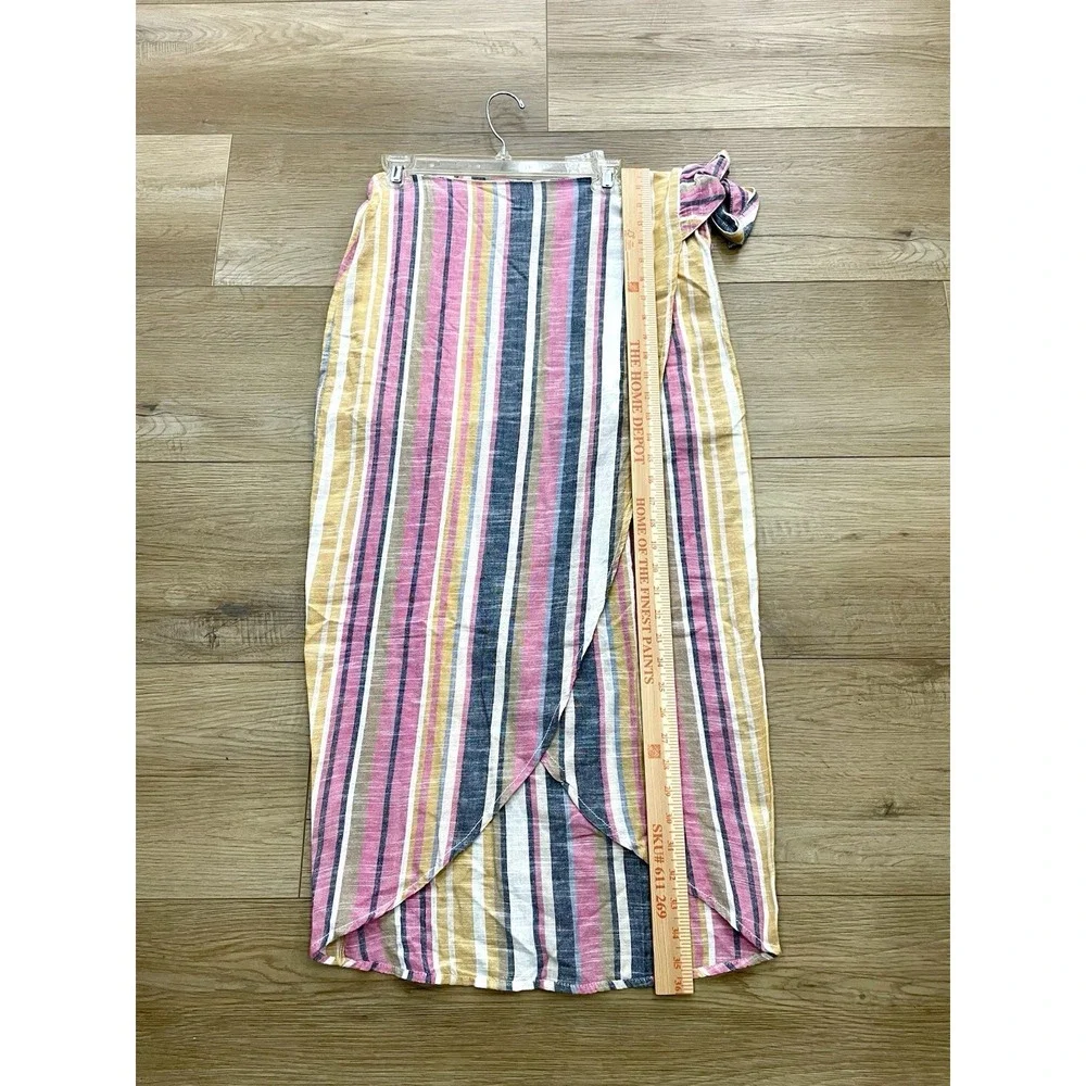 Free People Aubrey Sarong Wrap Midi Skirt Striped Multicolor NWOT Size 8